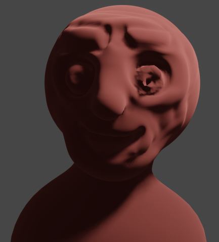 A crude 3D render of a red man. He is smiling.